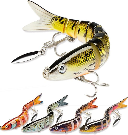 Fishing Lures with Spinner Baits Blades for Topwater, Swimbait for Trout and Bass Slow Sinking, 5pcs Fishing Hard Baits