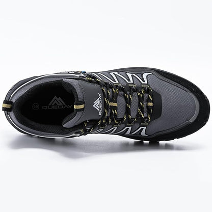 Queday Mens Waterproof Hiking Shoes Lightweight Outdoor Walking Shoes Breathable Hike Trekking Trails Camping Climbing