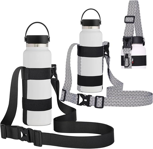 HEYSKAY Water Bottle Holder With Handle and Adjustable Shoulder Strap, Sling With Carabiner for 12oz-40oz Hydro Flask, Sports, Gym, Hiking, Camping, Walking