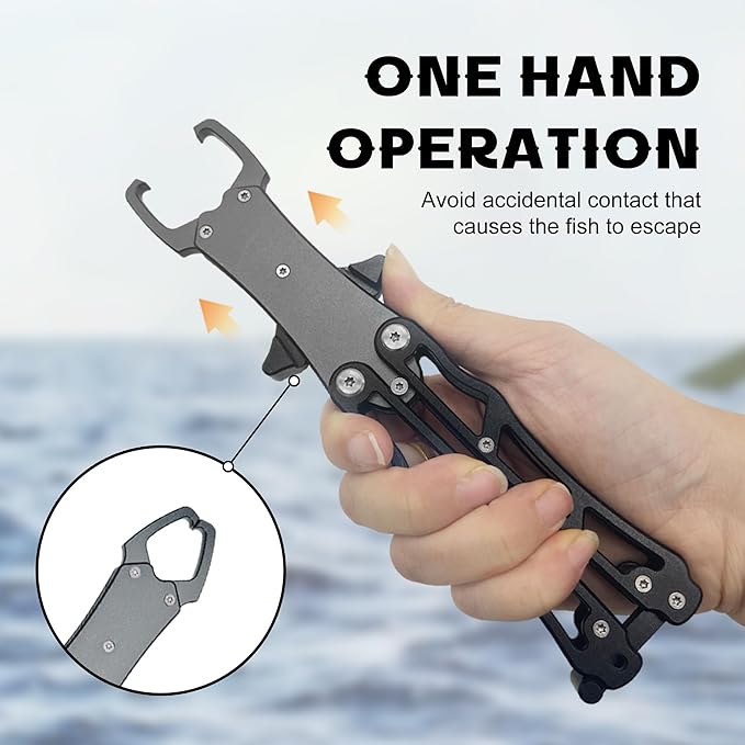Fish Gripper for Fishing - Saltwater Fish Grabber Tool, Lightweight Aluminium Stowaway Fish Holder for Caught Fish Lip Grips Gift for Angler