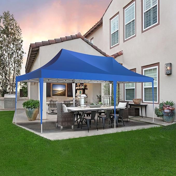 COBIZI 10x20 Pop Up Canopy Tent with Sidewalls,Party Tent Outdoor Gazebos, Waterproof & UV50+,3 Adjustable Heights,Higher Frame Design - Extra Tall for Parties Backyard,Weddings,Markets, Blue