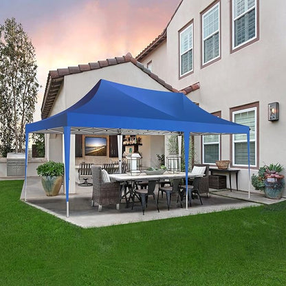 COBIZI 10x20 Pop Up Canopy Tent with Sidewalls,Party Tent Outdoor Gazebos, Waterproof & UV50+,3 Adjustable Heights,Higher Frame Design - Extra Tall for Parties Backyard,Weddings,Markets, Blue