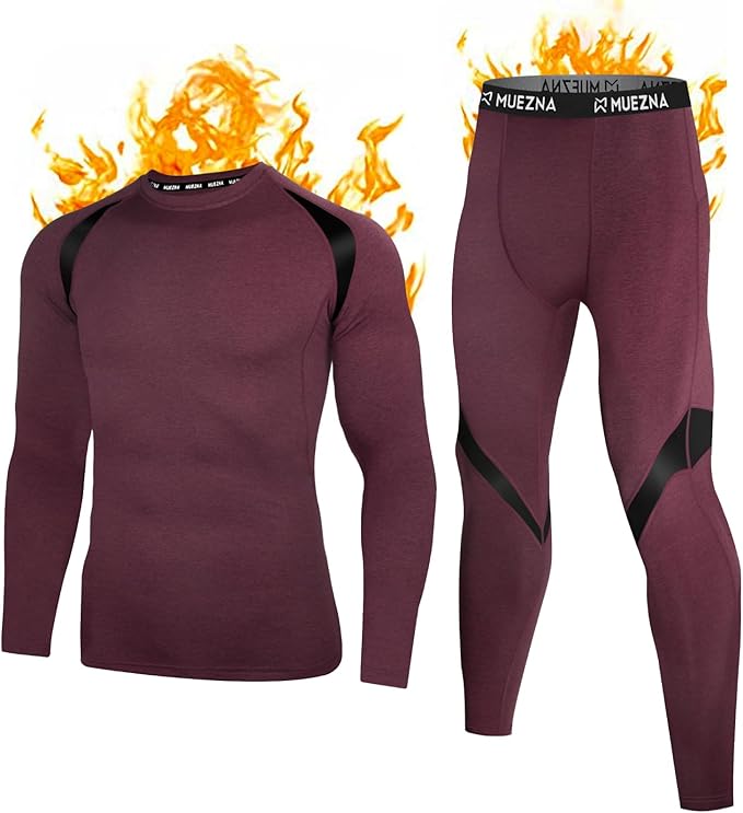 Muezna Men's Thermal Top and Bottom Set Underwear Long Johns Base Layer with Soft Fleece Lined