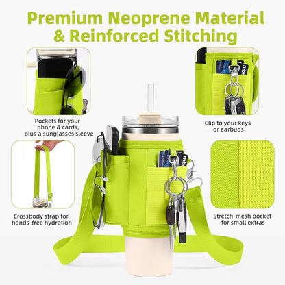 All Day Quencher Carry All for Stanley 40/30 oz Tumbler, Crossbody Bag with Phone Holder & Strap, Water Bottle Carrier Bag