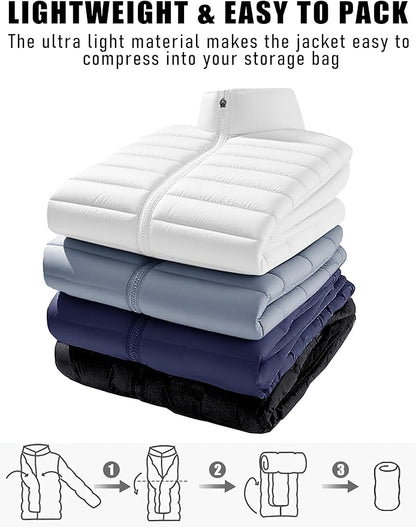 TACVASEN Men's Lightweight Puffer Jacket Winter Quilted Puffy Jackets Warm Water-Resistant Windproof Insulated Coats