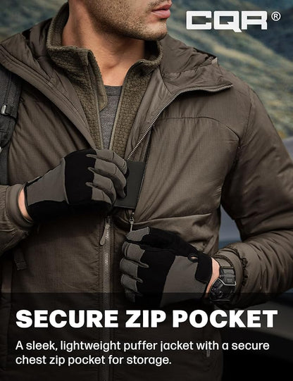 CQR Men's Lightweight Insulated Jacket, Windproof Packable Water Resistant Warm Active Coat for Hiking Work Outdoor Tactical