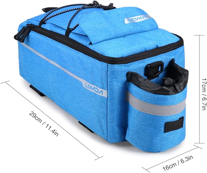 Lixada Bike Panniers Bike Trunk Bag Insulated Bag for Warm/Cool Items, Bicycle Rear Rack Storage Luggage Bicycle Seat Multifunctional Insulated Trunk Cooler Bag Shoulder Bag 11.4 6.3 6.7in