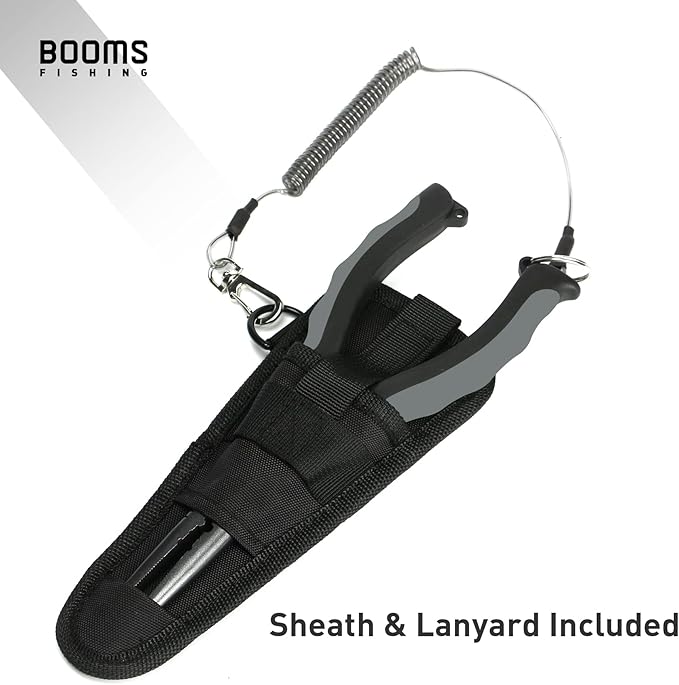 Booms Fishing F03 Needle Nose Fishing Pliers, 9" Fisherman's Pliers, Long Nose Hook Remover, Saltwater Resistant Fishing Gear, Gray