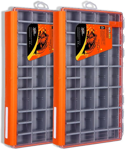 Deluxe Fishing Tackle Box, Waterproof 3600 and 3700 Tackle Trays, Organizer with Removable Dividers, Sealed Lure Box and Terminal Tackle Storage (2, 3700 Orange)