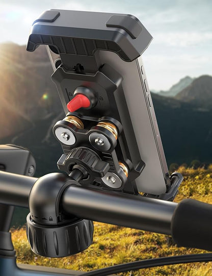 JOYROOM Bike Phone Holder Mount, [Dual Anti Vibration] [2025 Upgrade Reinforcement] Cell Phone Holder for Bike, Bicycle Scooter Accessories, Motorcycle Handlebar Phone Mount for iPhone 17
