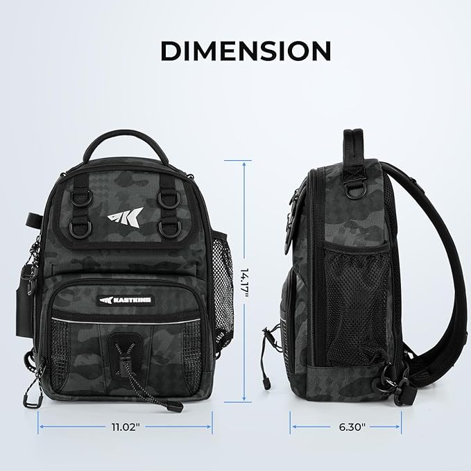 KastKing BaitSpace Fishing Sling Bag, Fishing Backpack with Rod & Beverage Holder, Tackle Bag for Fishing Gear