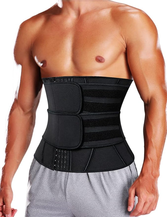 KIWI RATA Mens Workout Waist Trainer Corset Neoprene Sauna Sweat Trimmer Cincher Belt Extra Belly Compression Belts