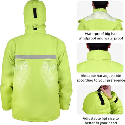 Coralrain Rain Suit Safety Waterproof Rain Jacket and Trouser Suit Raincoat With Hood lining For Men Women Adults Breathable