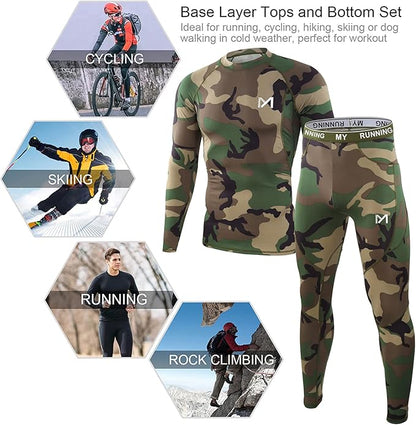 Thermal Underwear for Men, Winter Gear Long Johns Base Layer Top and Bottom Set for Skiing Running