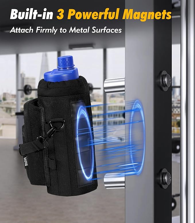 Nuovoware Water Bottle Carrier Bag,25oz/40oz/64oz Bottle Pouch Holder,Adjustable Shoulder Hand Strap 2 Pocket Sling Neoprene Sleeve Sports Accessories for Hiking Travelling Camping