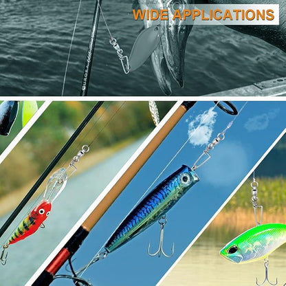 Atibin Heavy Strength Fishing Swivel Snaps Bearing Freshwater Swivels Fishing Stainless Steel Connector Fishing Snap Saltwater White Nickel