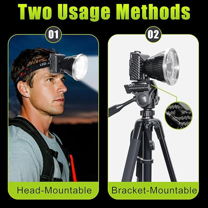 Rechargeable LED Headlamp with Flood and Spot Beam, Power Display, 5 Lighting Modes, Ultra Bright High Lumen Waterproof Head Torch for Camping, Hiking, Running, Fishing, Hunting, Outdoor Activities