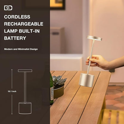 Kakanuo Cordless Table Lamp, 4000mAh Rechargeable Battery Powered Lamps, 3 Color Stepless Dimming, Wireless Outdoor Lamps for Dining Room, Bedroom, Patio, Camping, Set of 2- Antique White