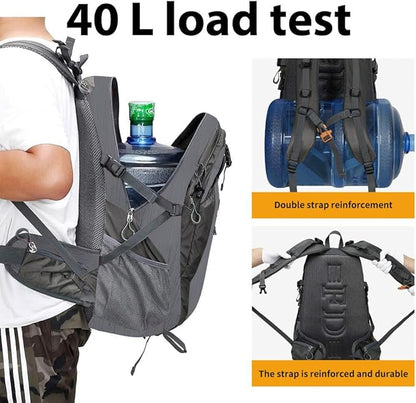 FENGDONG 40L Waterproof Lightweight Hiking,Camping,Travel Backpack for Men Women Gray