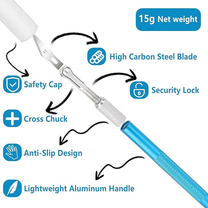 2PCS Exacto Knife Craft Hobby Knife with 40 PCS Spare Exacto Blades Exacto Knives Precision Knife for Crafts, Arts, Modeling, Scrapbooking, Stencil(Blue)