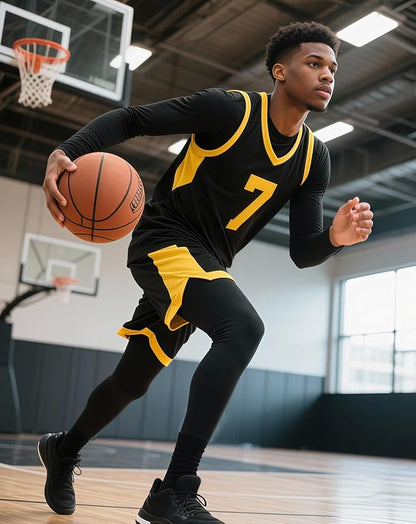 2 Pack Men's 3/4 One Leg Compression Capri Tights Pants Basketball Athletic Running