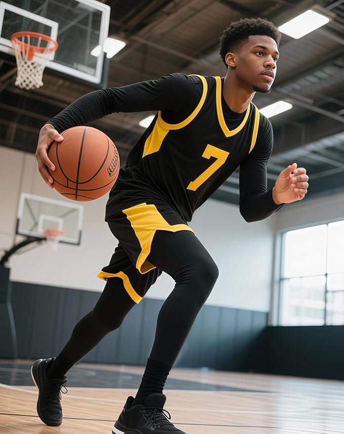 2 Pack Men's 3/4 One Leg Compression Capri Tights Pants Basketball Athletic Running