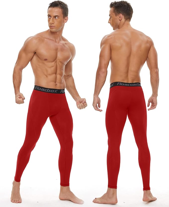Roadbox 2 Pack Men's Compression Pants, Quick Dry Running Tights Workout Leggings, Athletic Base Layer for Gym Football Yoga