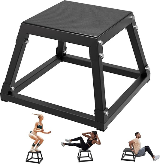 Plyometric Jump Box, 12 inch Plyo Box, Hevy-Duty Steel Jumping Box with 550LBS Capacity, Anti-Slip Platform for Home Gym Explosive and Enduring Training