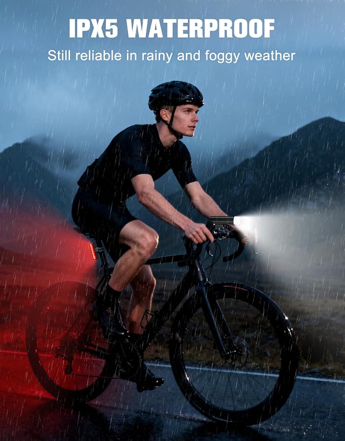 Bike Lights, 1200 Lumen USB Rechargeable LED Bike Light Set, Super Bright Bicycle Lights Front & Back Tail Light, Aluminum Alloy Cycling Bike Flashlight Torch, 5 Light Modes, IPX5 Waterproof