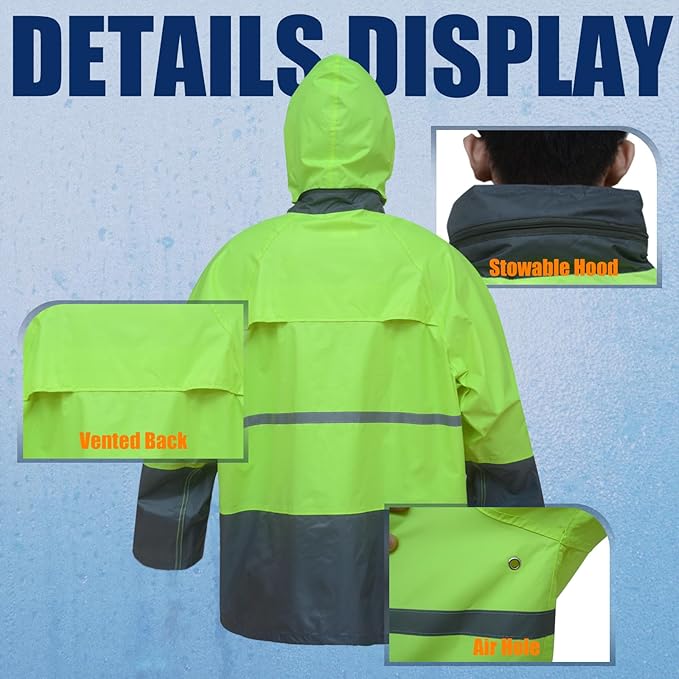 RainRider Rain Jacket Pants Suits for Men Women Waterproof Lightweight Rain Gear Workwear