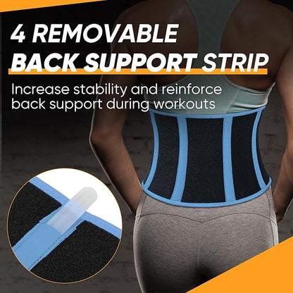 APEXUP Sweat Waist Trainer for Women and Men, Neoprene Waist Trimmer Belt Slimming Sweat Band with Removable Lumbar Support