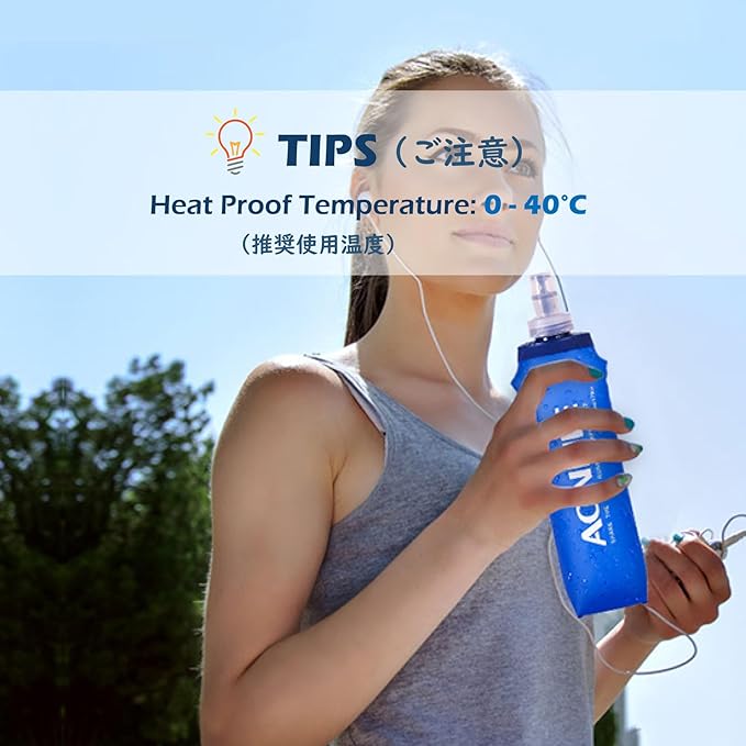 TRIWONDER TPU Soft Folding Water Bottles BPA-Free Collapsible Flask for Hydration Pack - Ideal for Running Hiking Cycling Climbing (500ml/16.9oz - Pack of 2)