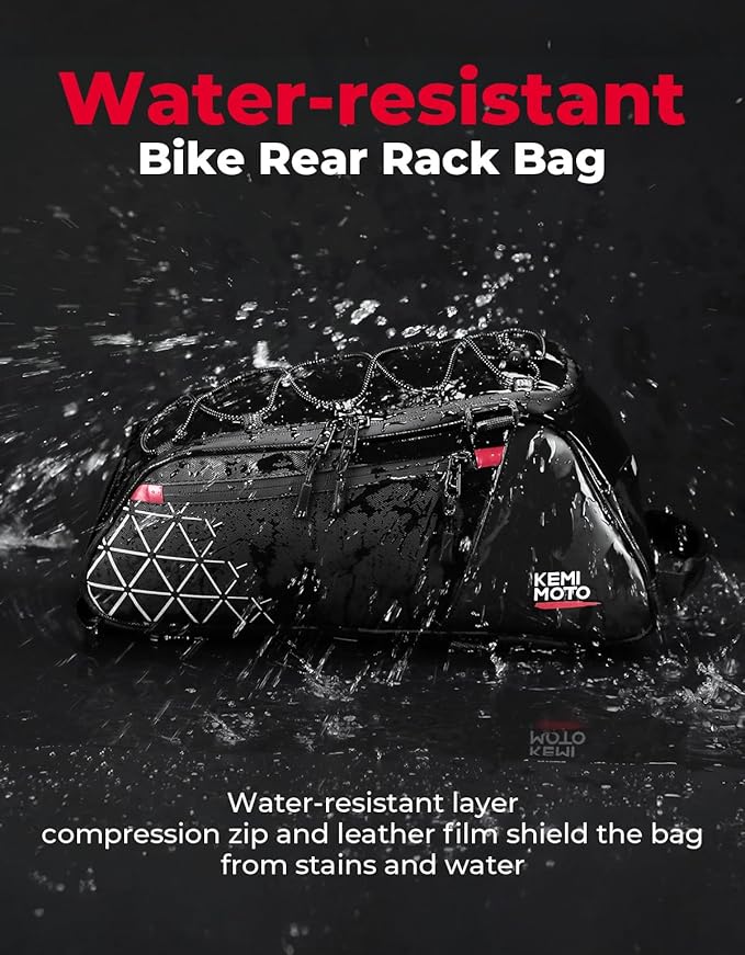 KEMIMOTO 8L Bike Bag with 6L Removable Cooler Bag, Bike Rear Rack Bag PVC Water Resistant Insulated Bag, Bicycle Trunk Pannier with Shoulder for Cycling Ebike Back Seat Storage