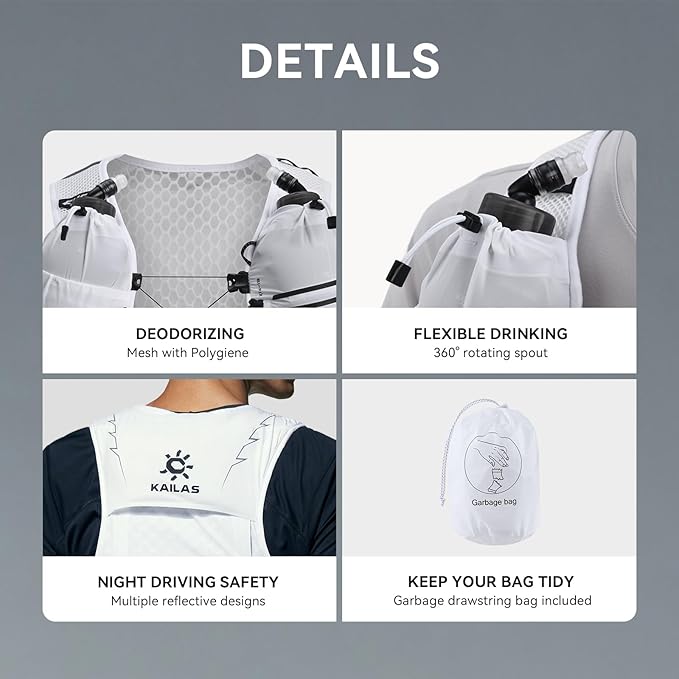 KAILAS FUGA AIR 8 Ⅳ Running Hydration Vest Hydration Pack Lightweight with Two TPU Water Bladders for Women Men Trail Cycling Hiking