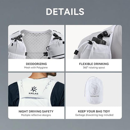 KAILAS FUGA AIR 8 Ⅳ Running Hydration Vest Hydration Pack Lightweight with Two TPU Water Bladders for Women Men Trail Cycling Hiking