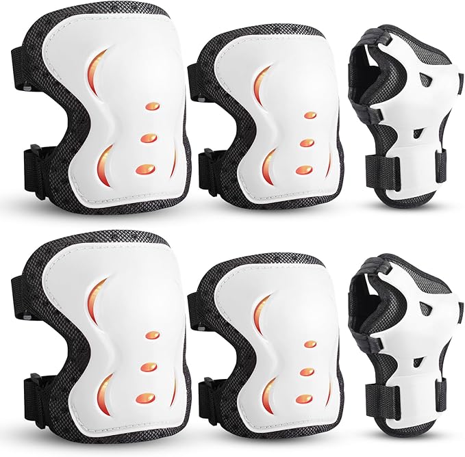 Kids/Youth/Adult Knee Pads Elbow Pads with Wrist Guards Protective Gear Set 6 Pack for Roller Skating Skateboard Cycling Skating Bike Scooter Riding Sports