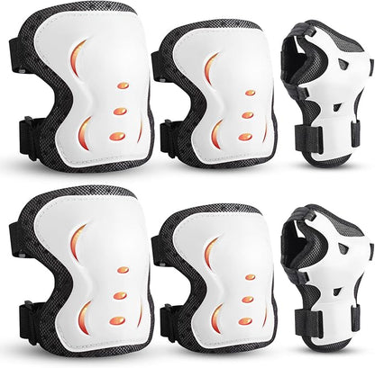 Kids/Youth/Adult Knee Pads Elbow Pads with Wrist Guards Protective Gear Set 6 Pack for Roller Skating Skateboard Cycling Skating Bike Scooter Riding Sports
