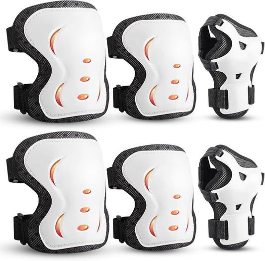 Kids/Youth/Adult Knee Pads Elbow Pads with Wrist Guards Protective Gear Set 6 Pack for Roller Skating Skateboard Cycling Skating Bike Scooter Riding Sports