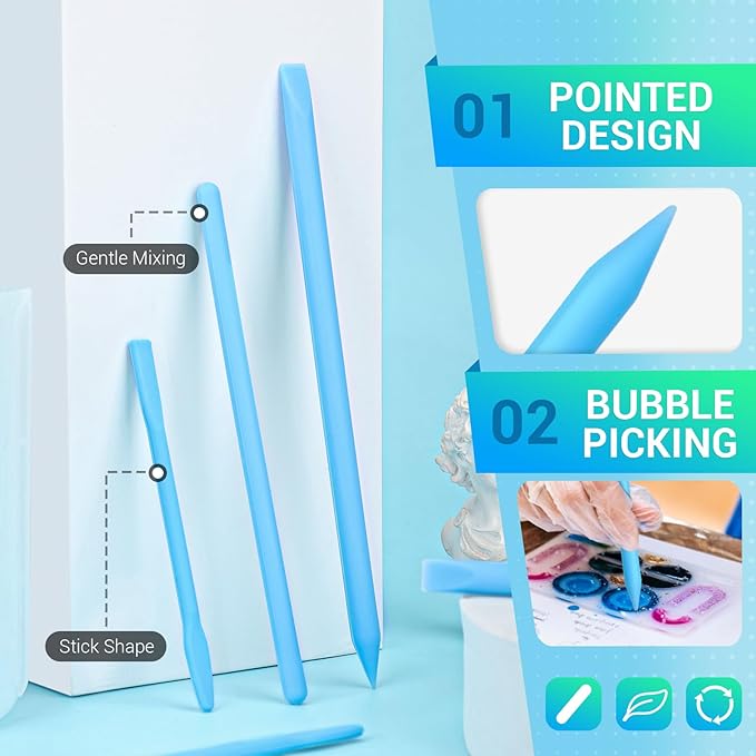 Gartful 6PCS Silicone Stir Sticks, Reusable Mixing Sticks for Epoxy Resin, Paint, Making Glitter Tumblers Cups, Arts, Crafts, Facial Mask Stirring Rods, Blue