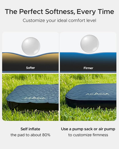 ACACIA 4.3" Thick Self Inflating Sleeping Pad with Foam | Innovative Y-Shaped Telescopic Structure | Ultraportable Camping Mattress | Outdoor Compact Air Mat for Tent Car |