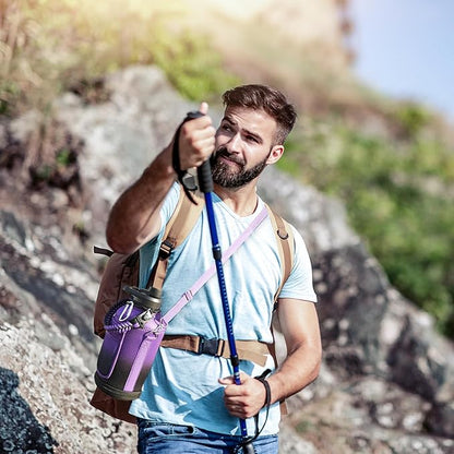 1 Gallon Insulated Water Bottle | Upgraded Thickened Stainless Steel Metal Portable Sports Large Water Jug for Gym and Hiking with Carrier Bag, Handle Strap | BPA-Free 128 oz