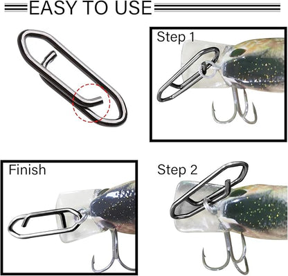 Atibin Stainless Lock Snaps Swivel Steel Saltwater Connector Fishing Snap Line High Strength Fishing Clip Power Lure Connector