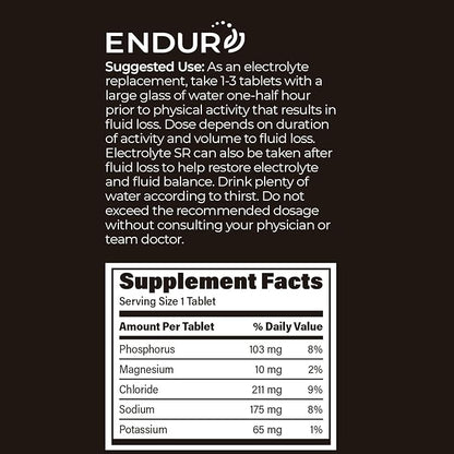 Endur Electrolyte SR, Essential Electrolyte Replacement & Hydration Support, Great for Physical Activity, Sustained-Release Tablets, 60 Tablets