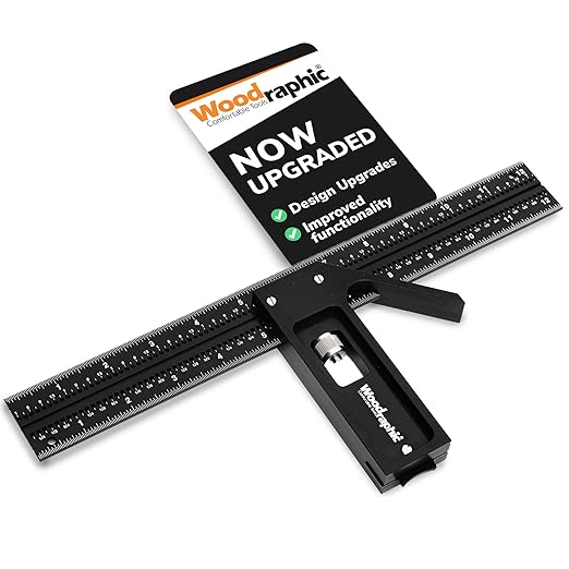 Upgraded Precision Square for Woodworking – 12 Inch Triangle Ruler with Side Scale | CNC-Machined Aluminum Layout Tool | 90 Degree Right Angle Framing & Marking Square