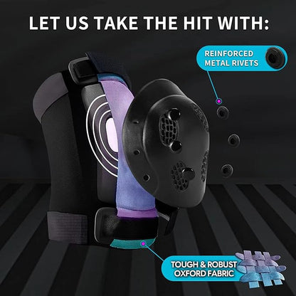 Skateboard Pads Kids/Youth/Adult Shield Elbow Pads and Wrist Guards Protective Gear,Strong Double Straps&Adjustable Easy-Fix Clips for Skateboarding,Rollerblading,ScooterRoller,Skating,Bicycle