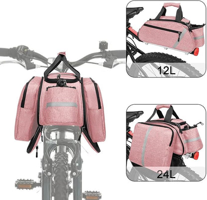 MOSISO Bike Rack Bag, Waterproof Bicycle Trunk Pannier Rear Seat Handbag Cycling Bike Carrier Reflective Backseat Cargo Storage Luggage Saddle Shoulder Bag with Water Bottle Holder&Handle