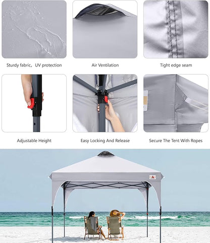 ABCCANOPY Outdoor Pop up Canopy Tent, 10x10 Instant Portable Canopy for Camping, Beach, Backyard,Gray