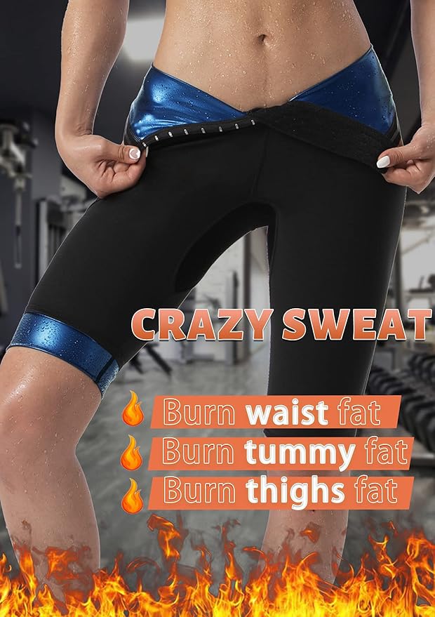 Sauna Pants Women Sweat Capris Slimming Leggings,Mesh Crotch,High Waist Workout Body Shaper Suits