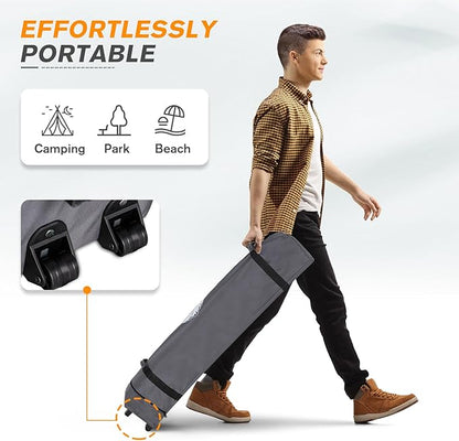 EAGLE PEAK Pop Up Canopy Tent with 1 Sidewall, Easy Setup Event Tent, Outdoor Sun Shade, Wheeled Carry Bag, Stakes and Guy Ropes, Instant Canopy 6.6x6.6, White