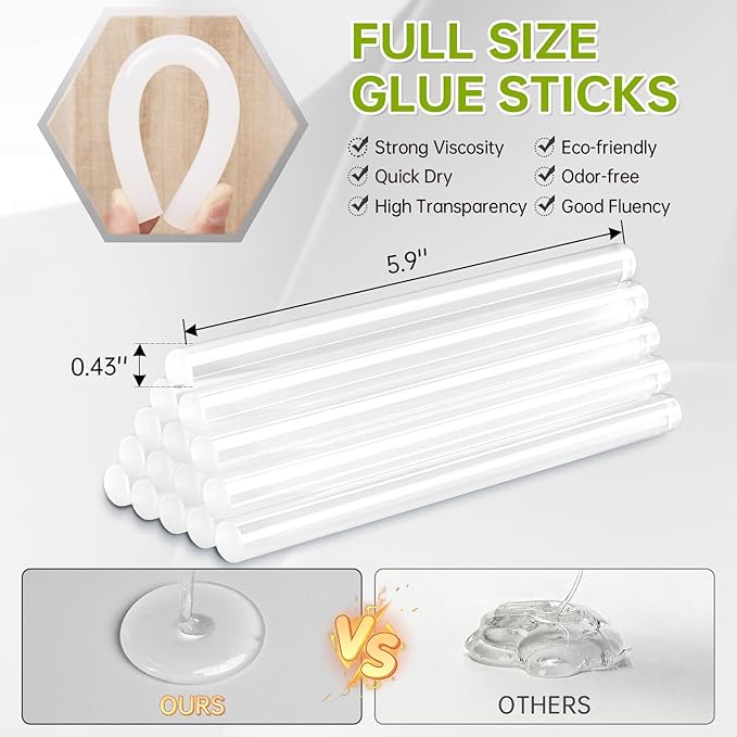 ThinkLearn 60/100W Dual Power Hot Glue Gun Kit with 15 Glue Sticks (7/16"), Heavy Duty Large Glue Gun for Crafts, DIY, Home Repairs - Gray